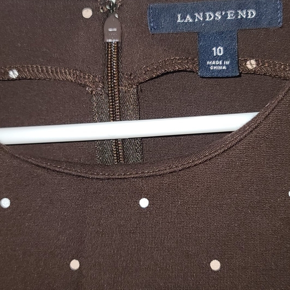 Lands' End brown polka dot dress, size 10 - Picture 3 of 6
